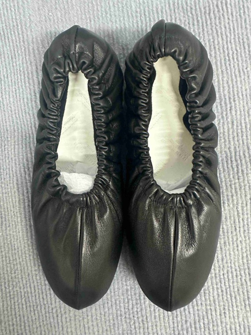 Maison Margiela Ruched Leather Ballet Flats